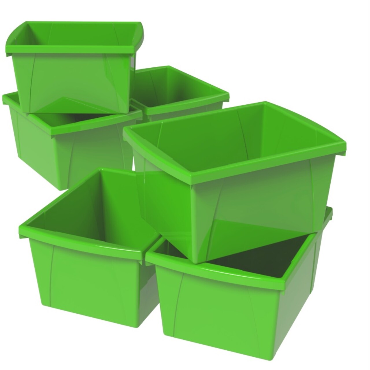 4 Gallon (15L) Classroom Storage Bin, Green (Case of 6)